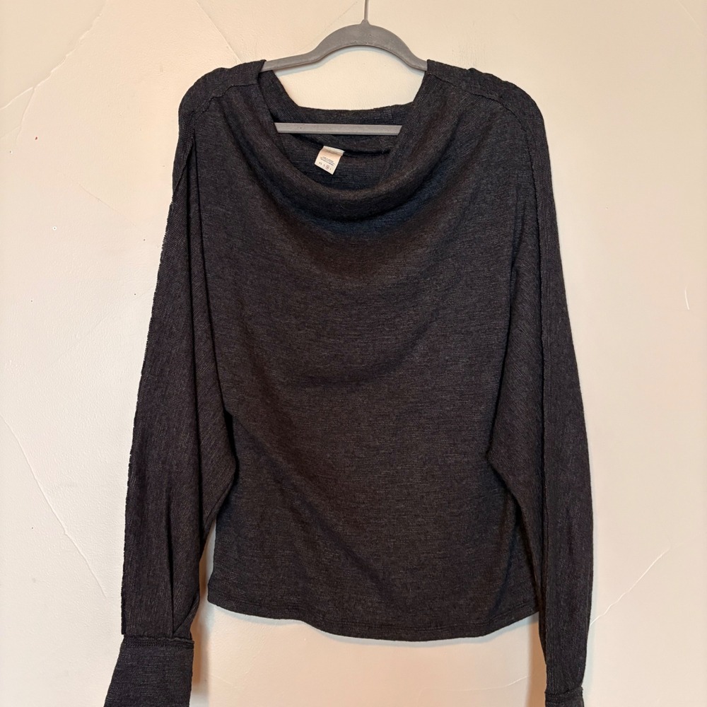 We The Free Charcoal Grey Cowl Neck Dolman Sleeve Pull‎ over Loungewear Top M
